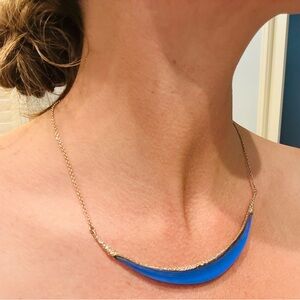 Alexis Bittar Blue Lucite Crescent Necklace
